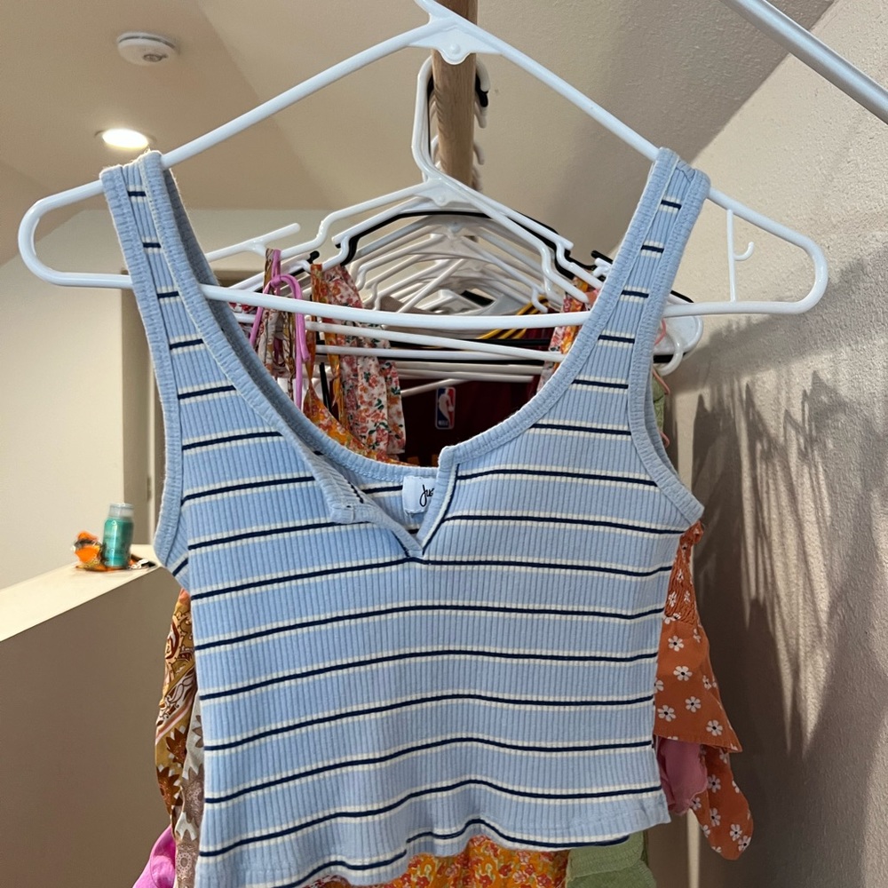 blue striped tank top